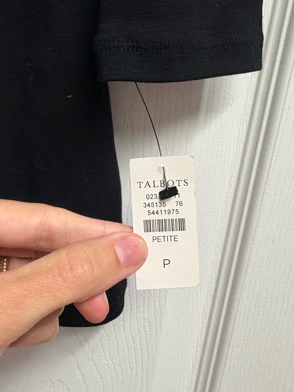 NWT Talbots 100% Pima Cotton Black 3/4 Sleeve T-Shirt Size Small - Picture 2 of 3